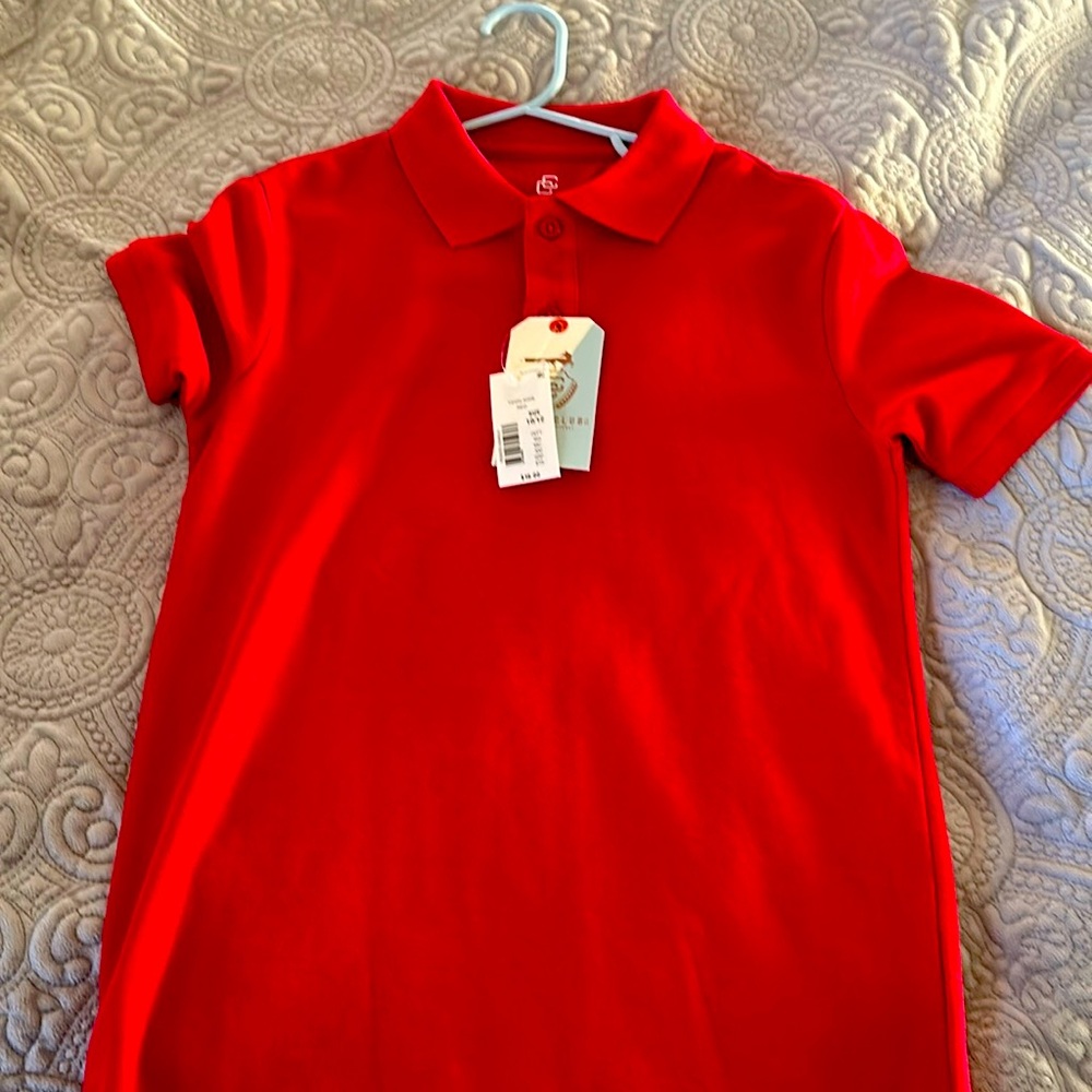 Red class club boys polo size 10-12